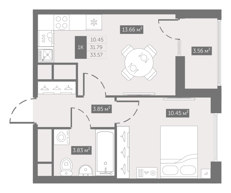 1 ккв 33,8 м²