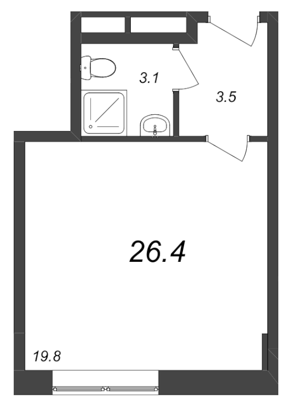 Студия 26,6 м²