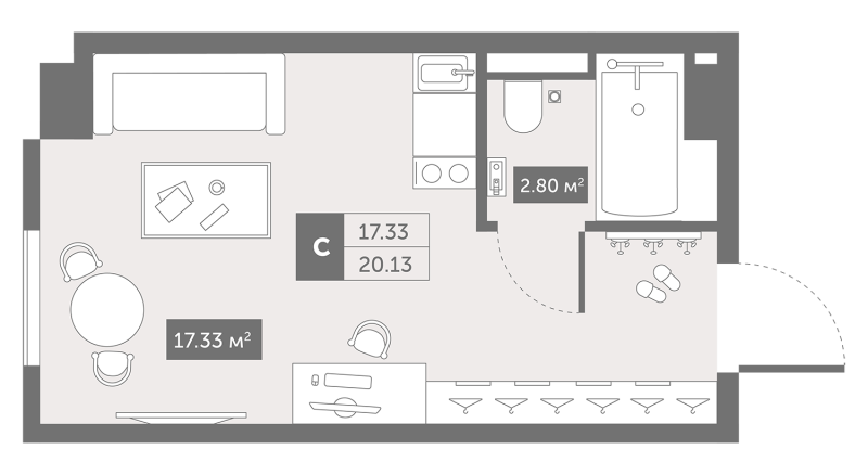 Студия 20,4 м²