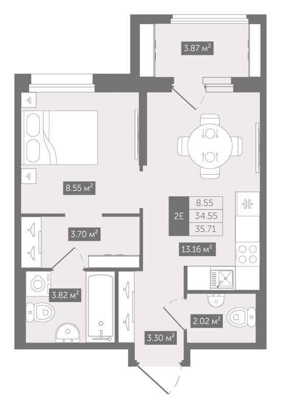 1 ккв 35,7 м²