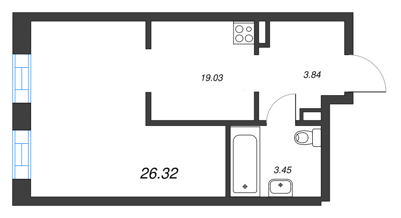 Студия 26,7 м²