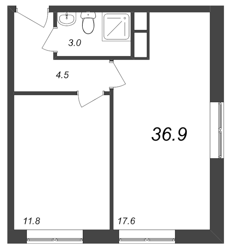 2 ккв (Евро) 37,2 м²
