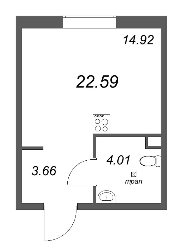 Студия 22,6 м²