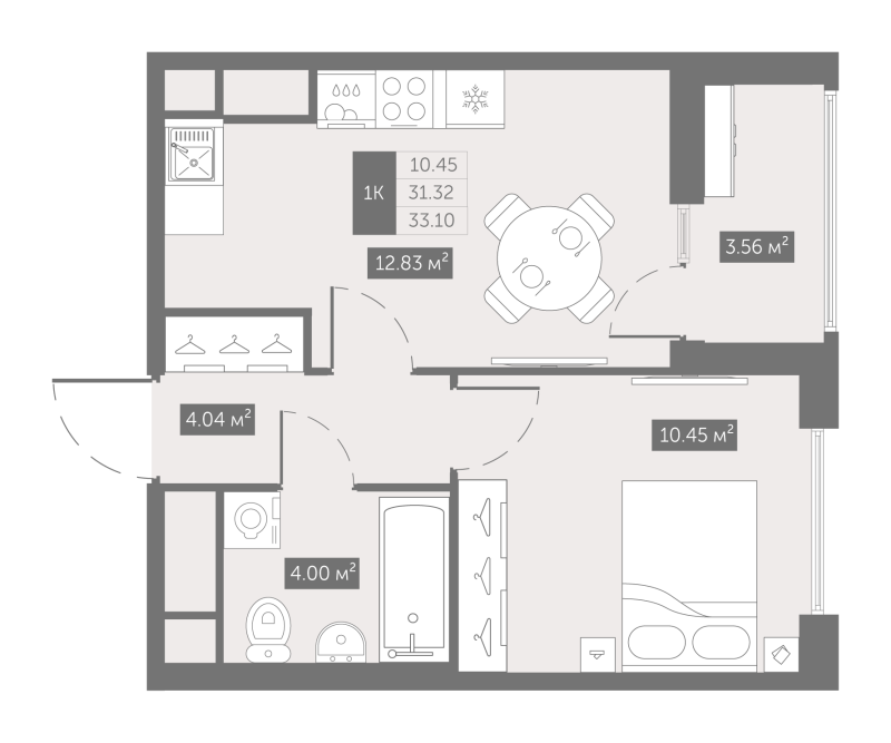 1 ккв 33,8 м²
