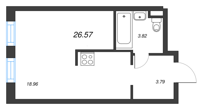 Студия 26,6 м²