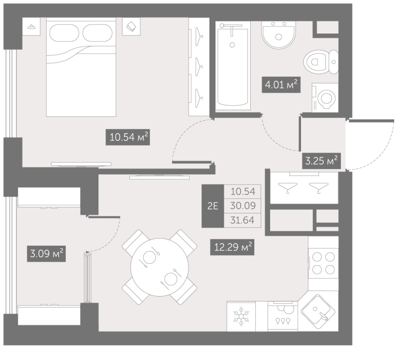 1 ккв 31,6 м²