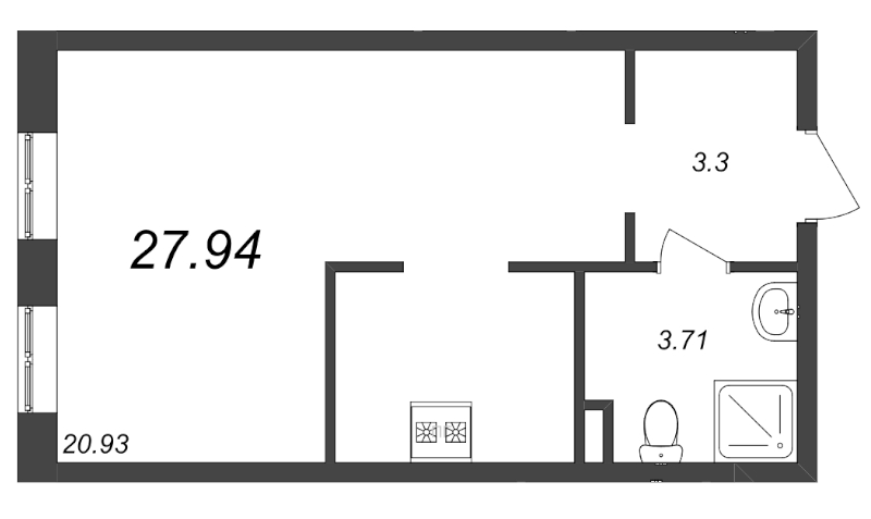 Студия 27,9 м²