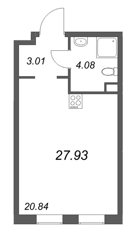 Студия 27,9 м²