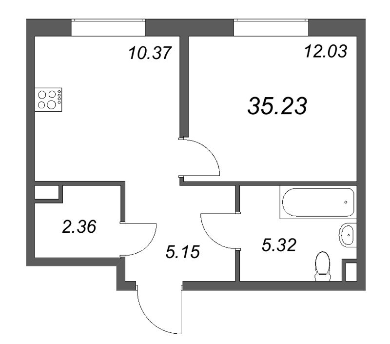 1 ккв 35,2 м²