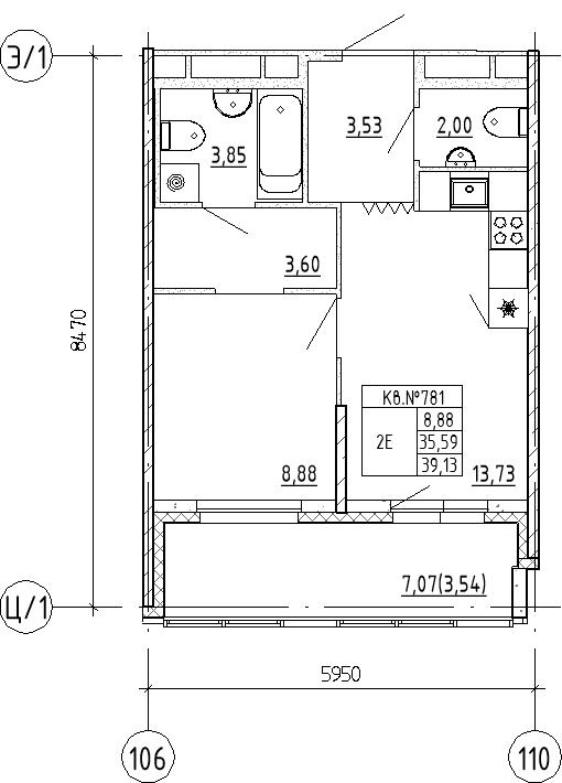 1 ккв 39,1 м²