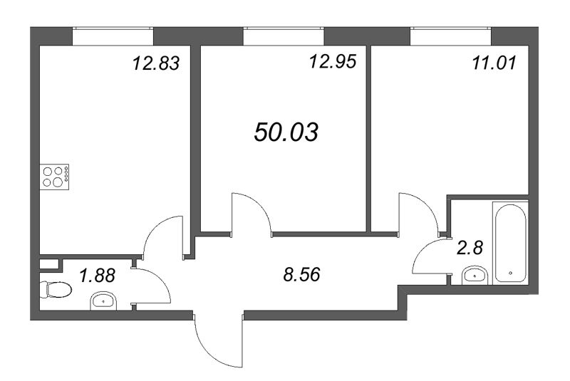 2 ккв 50 м²
