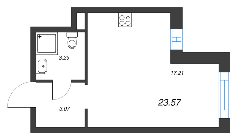 Студия 23,9 м²