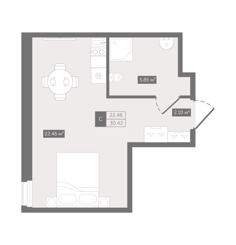 Студия 31,2 м²