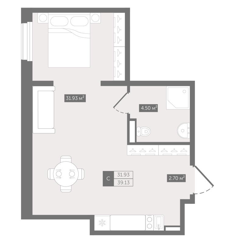 Студия 40,2 м²