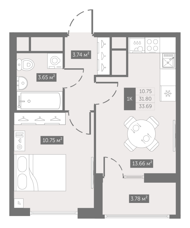 1 ккв 33,9 м²