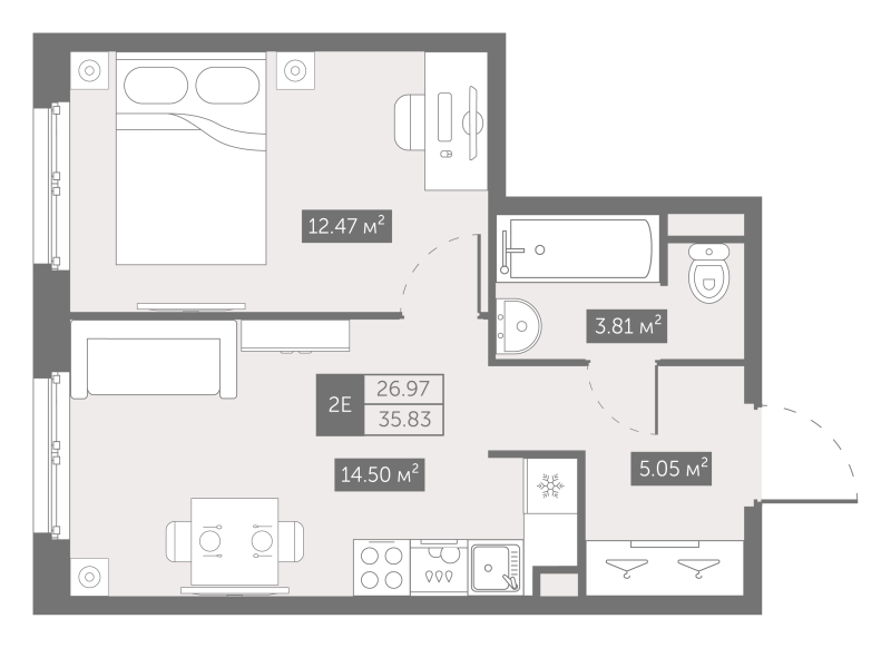 1 ккв 35,8 м²
