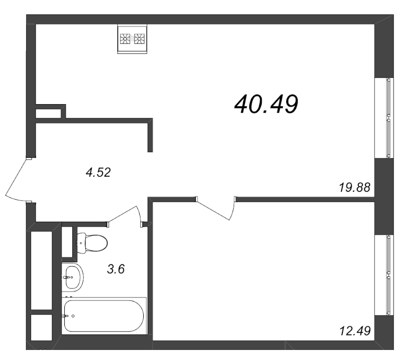 2 ккв (Евро) 40,1 м²