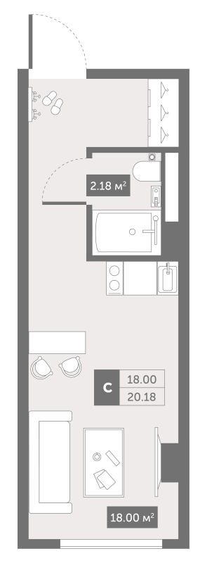 Студия 20,9 м²