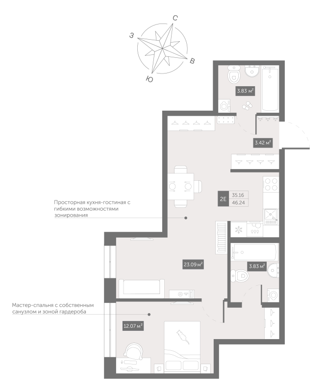 2 ккв (Евро) 48,1 м²