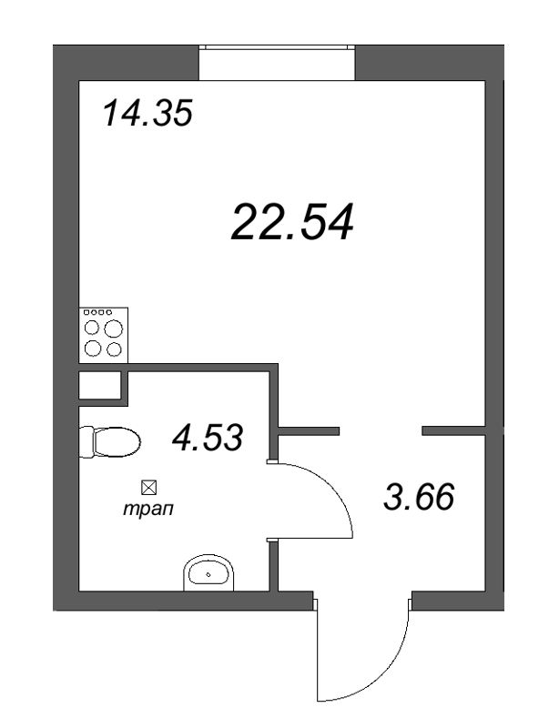 Студия 22,5 м²