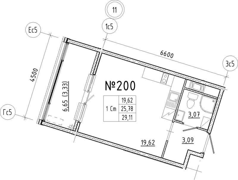 Студия 29,1 м²