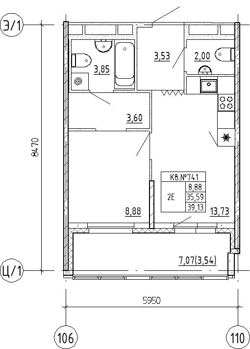 1 ккв 39,1 м²