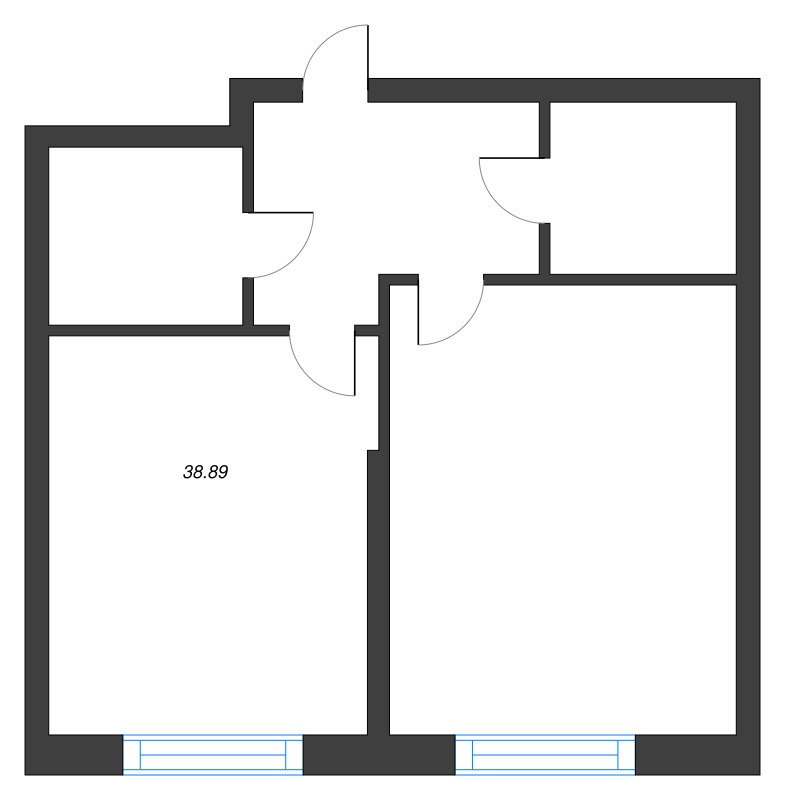 1 ккв 38,9 м²