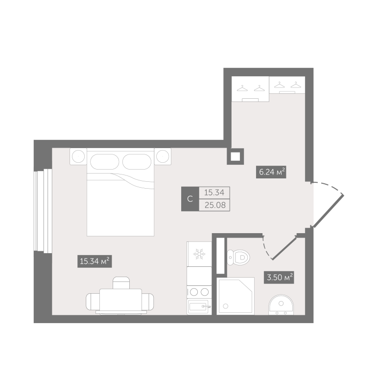 Студия 25,8 м²