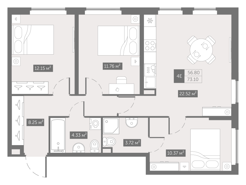 3 ккв 73,1 м²