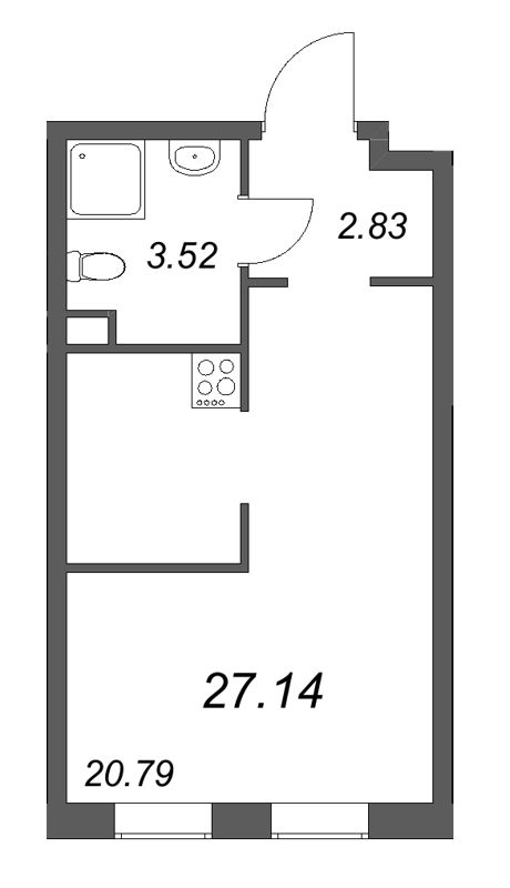 Студия 27,1 м²
