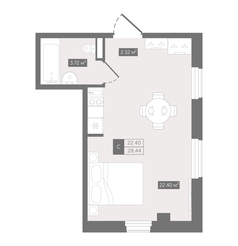 Студия 29,2 м²