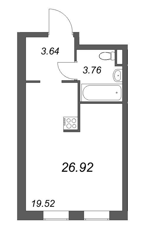 Студия 26,9 м²