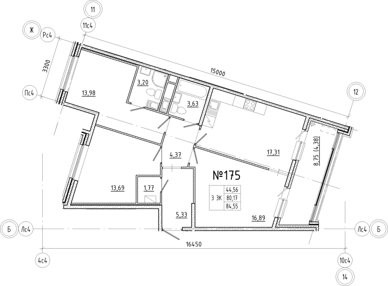 4 ккв (Евро) 84,6 м²