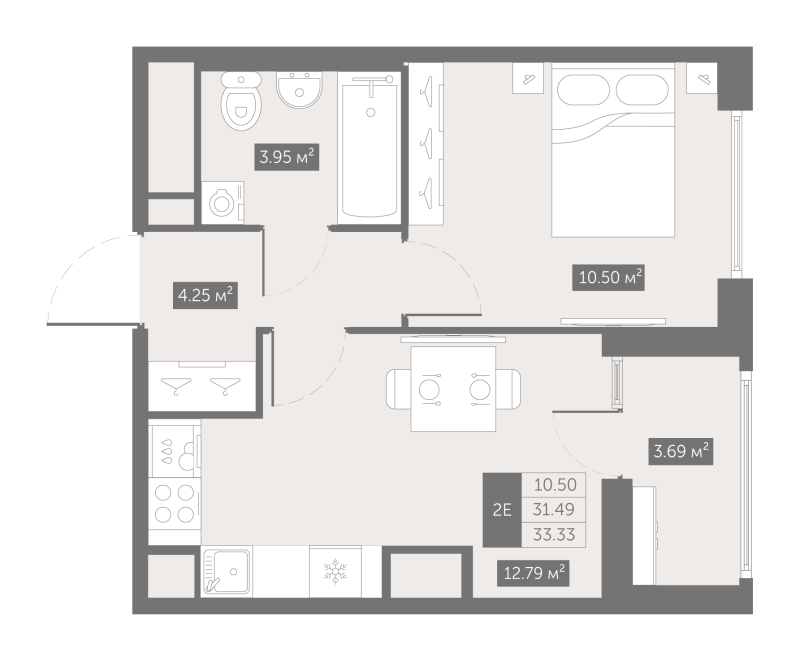 1 ккв 33,4 м²