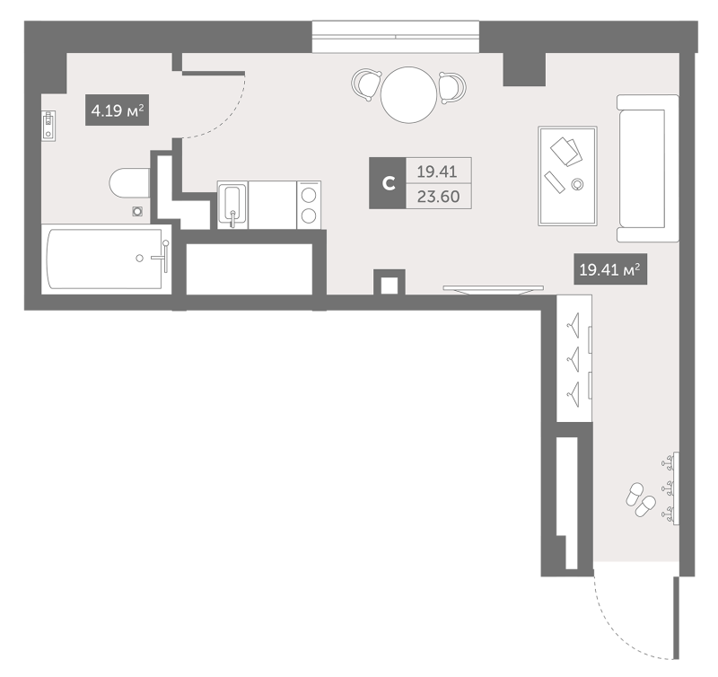 Студия 23,7 м²