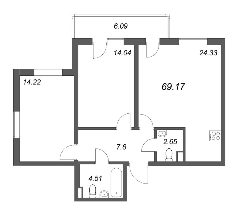 3 ккв (Евро) 69,2 м²
