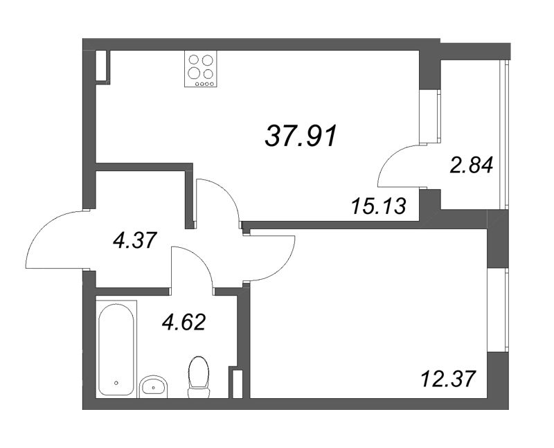 2 ккв (Евро) 37,9 м²