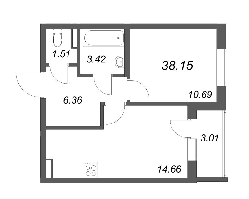 1 ккв 38,2 м²