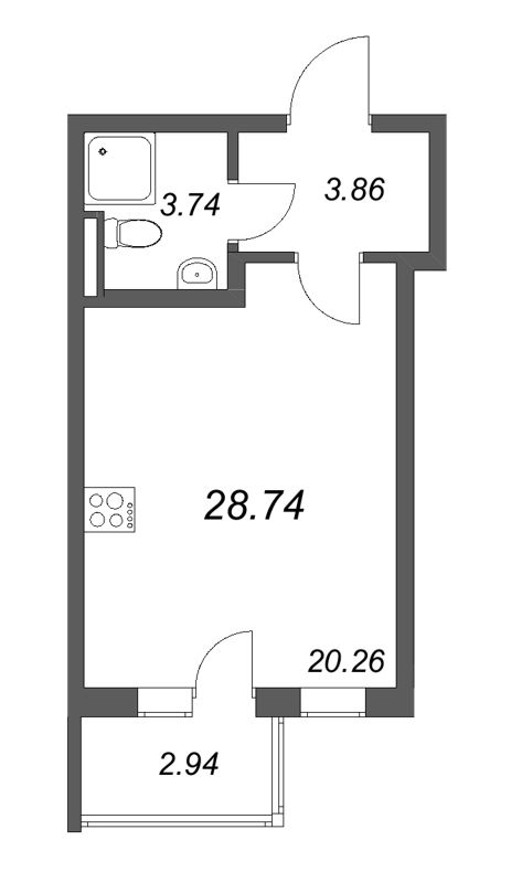 Студия 28,7 м²
