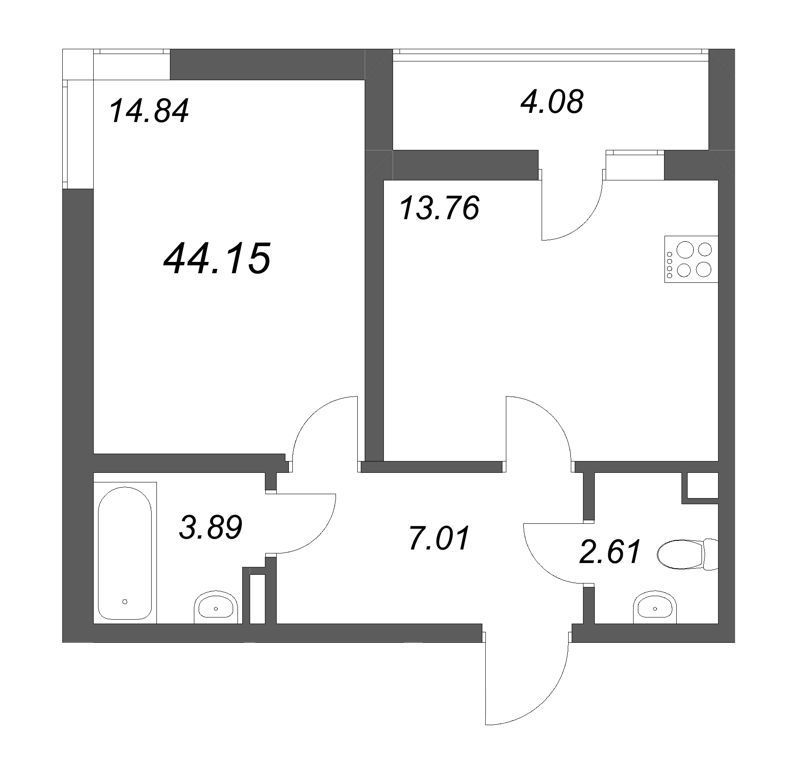 1 ккв 44,2 м²