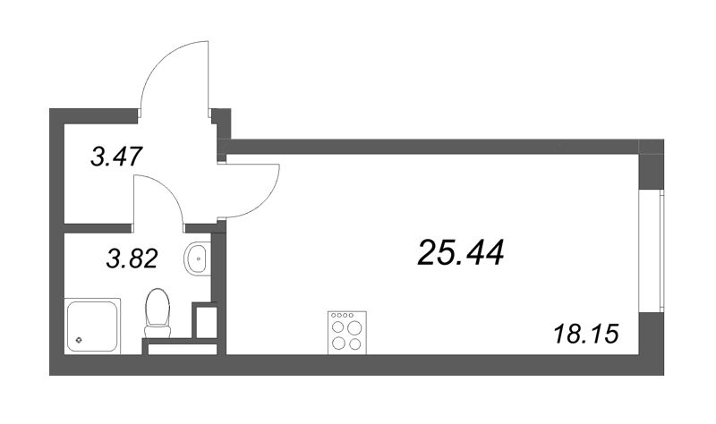 Студия 25,4 м²