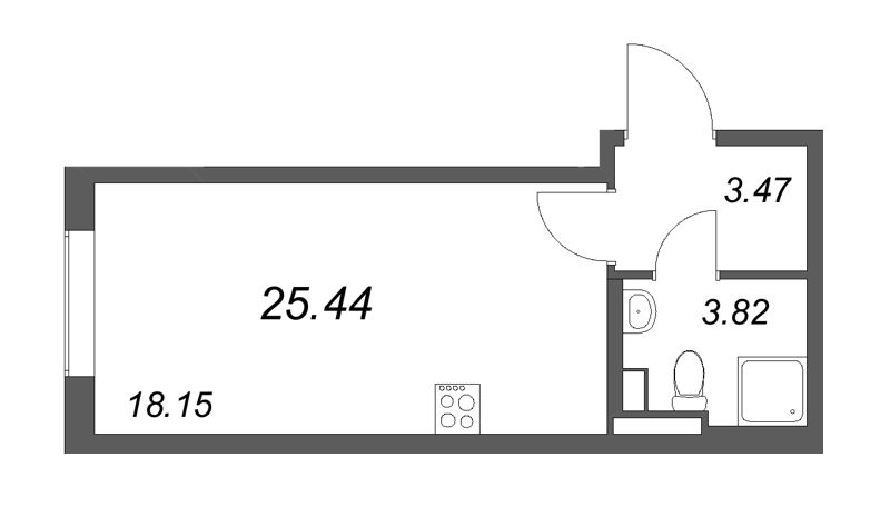 Студия 25,4 м²
