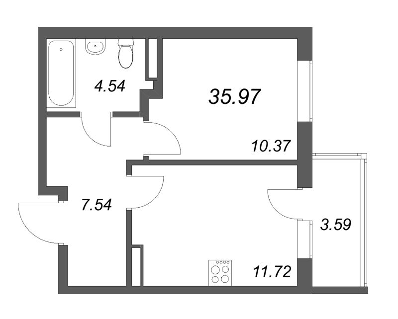 1 ккв 36 м²