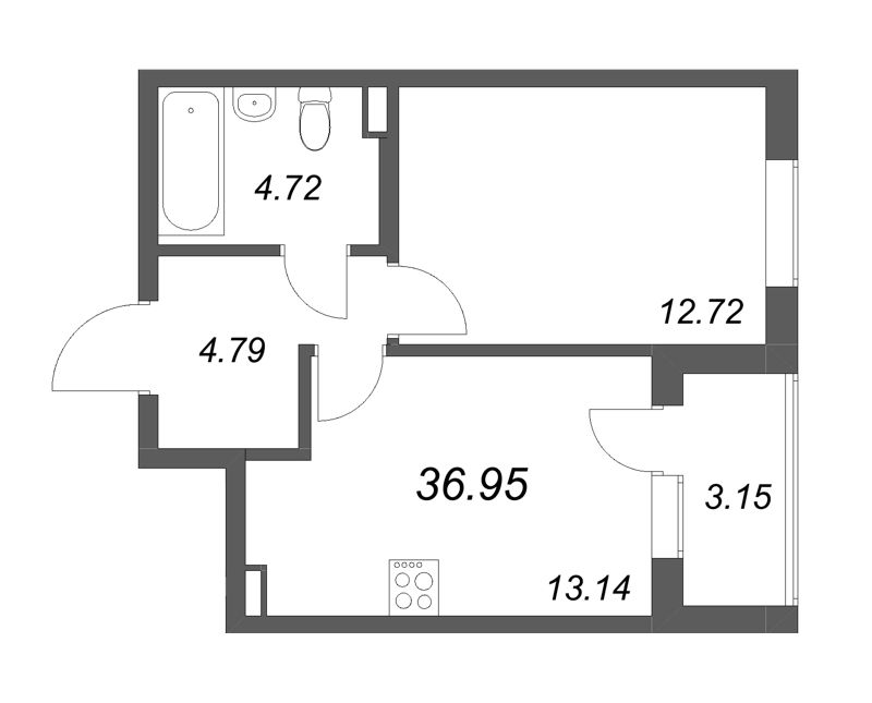 1 ккв 37 м²