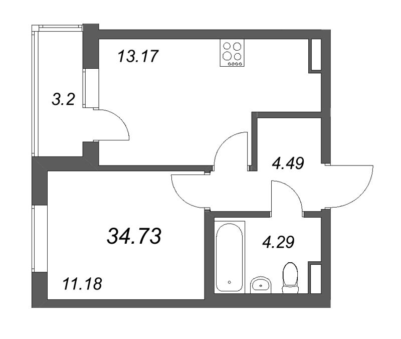 1 ккв 34,7 м²