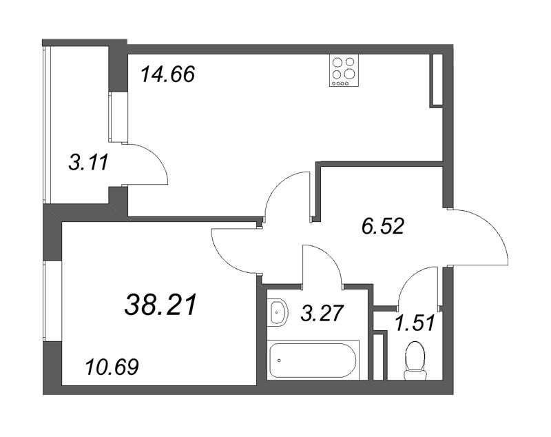 1 ккв 38,2 м²