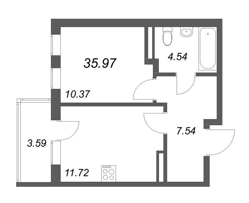 1 ккв 36 м²