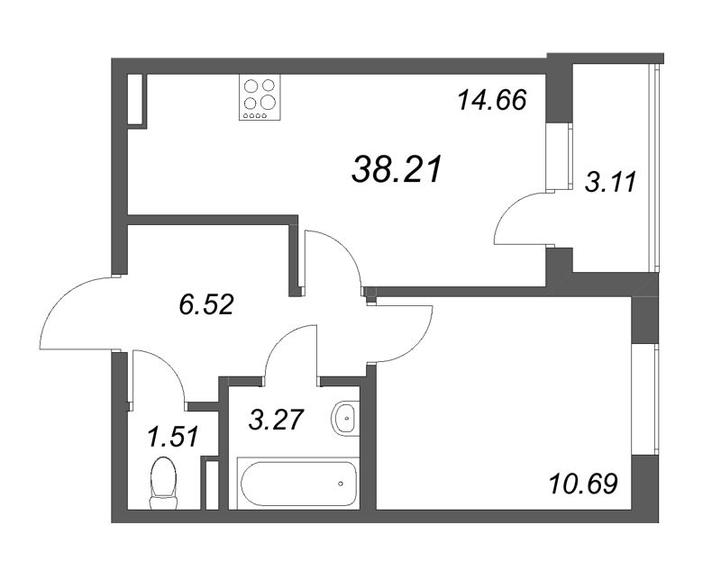 1 ккв 38,2 м²