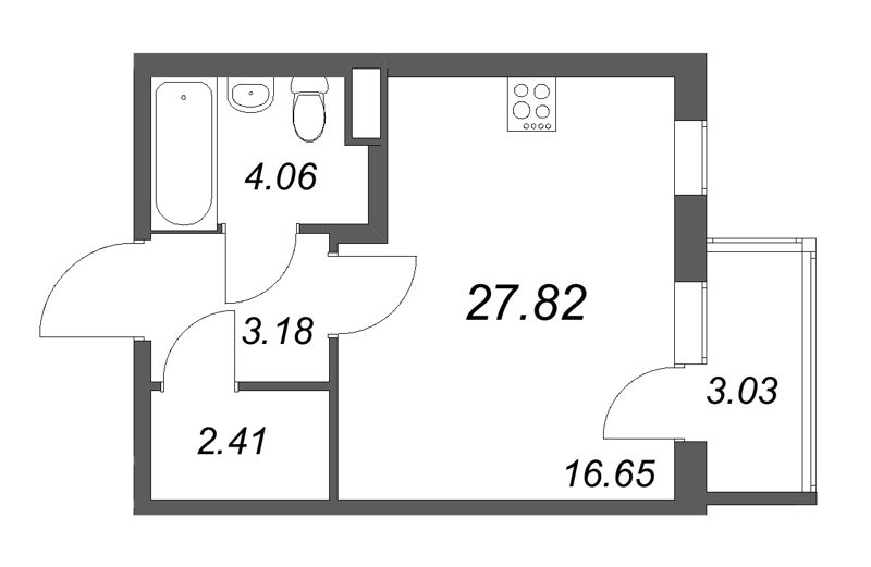 Студия 27,8 м²