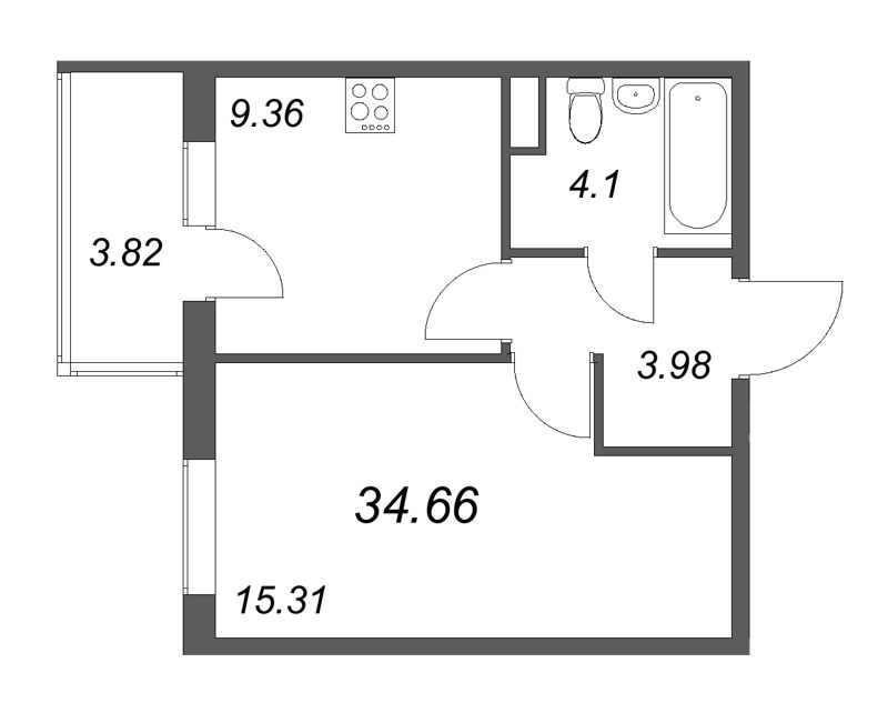 1 ккв 34,7 м²